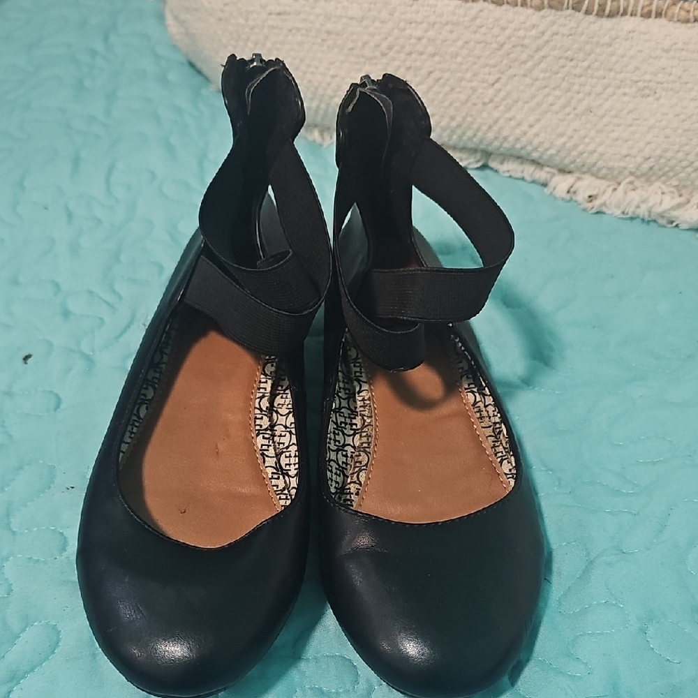 Daisy Fientes Mary Jane Black Ballet Flats with Straps